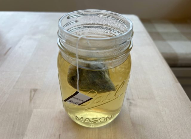 green tea in mason jar