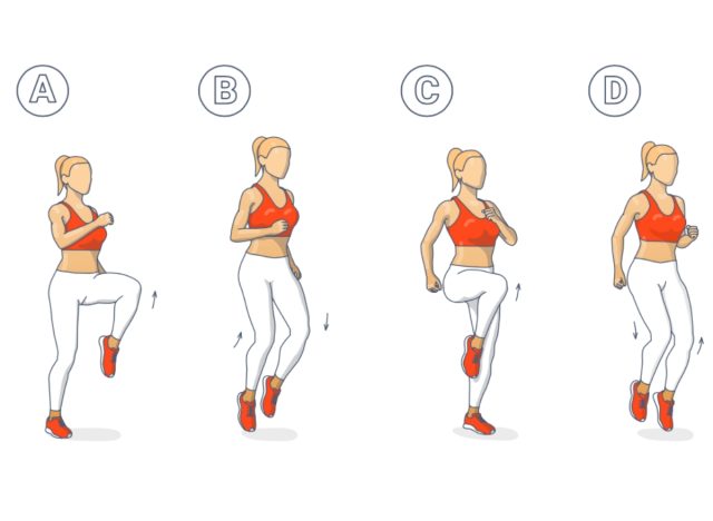 high knees illustration, concept of bodyweight workouts for women to lose weight