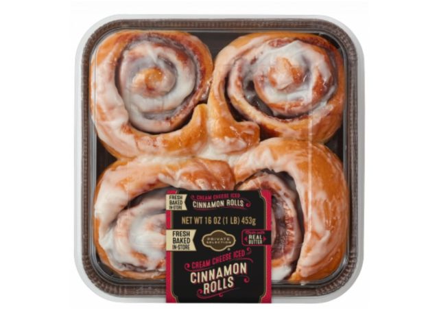 kroger private selection cream cheese iced cinnamon rolls package