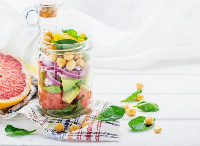 mason jar salad, concept of easy weight-loss meal prep recipes