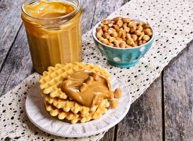 protein waffle with nut butter