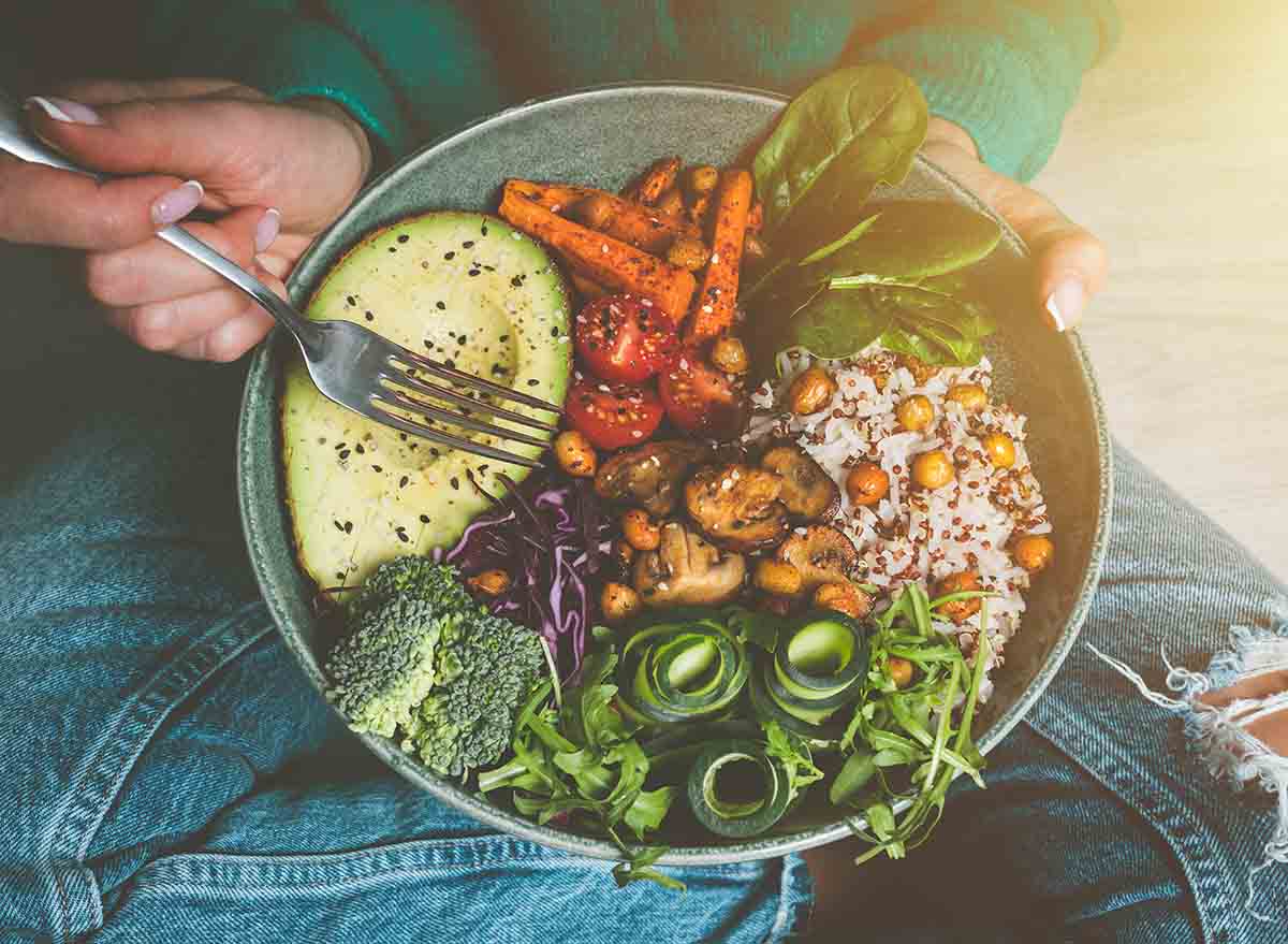 Veggies,Woman,Holding,Plate,With,Vegan,Or,Vegetarian,Food.,Healthy,Diet.