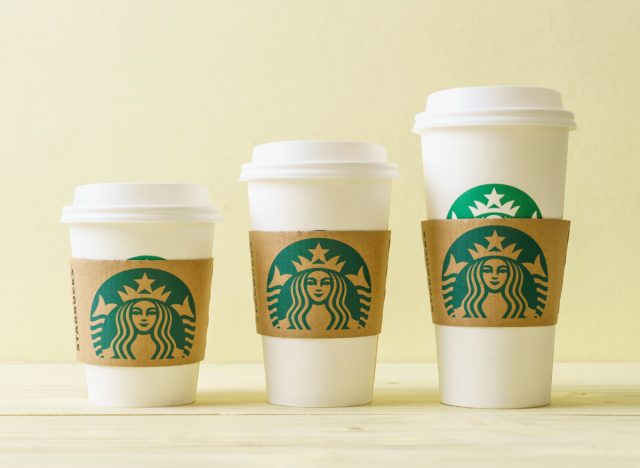 Starbucks cups in different sizes