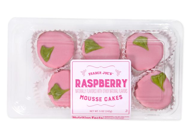 trader joe's raspberry mousse cakes package