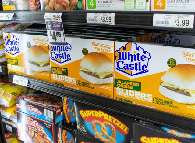white castle frozen sliders at the grocery store