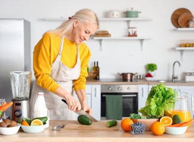 woman cutting food