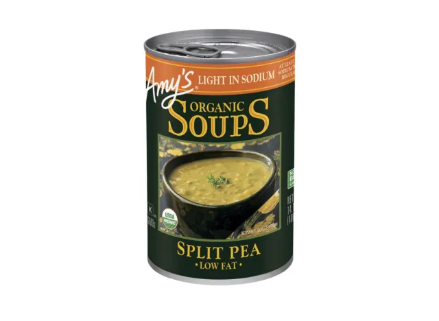 can of Amy's Split Pea Soup on a white background