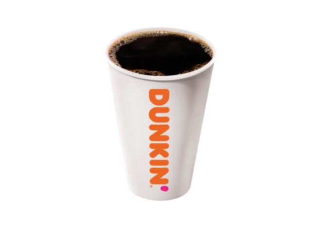 cup of black coffee from Dunkin'