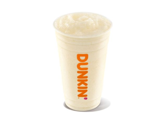 Cup of frozen Dunkin' drink-Vanilla Coolatta