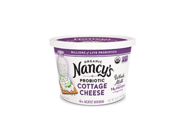 carton of cottage cheese on a white background