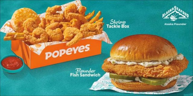 Popeyes Flounder Fish Sandwich & Shrimp Tackle Box