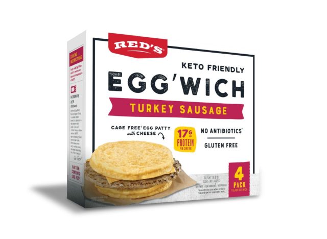 box of Red's breakfast sandwiches on a white background