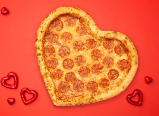 heart shaped pepperoni pizza