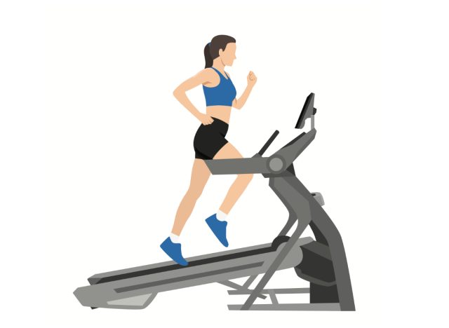 woman incline sprints on treadmill
