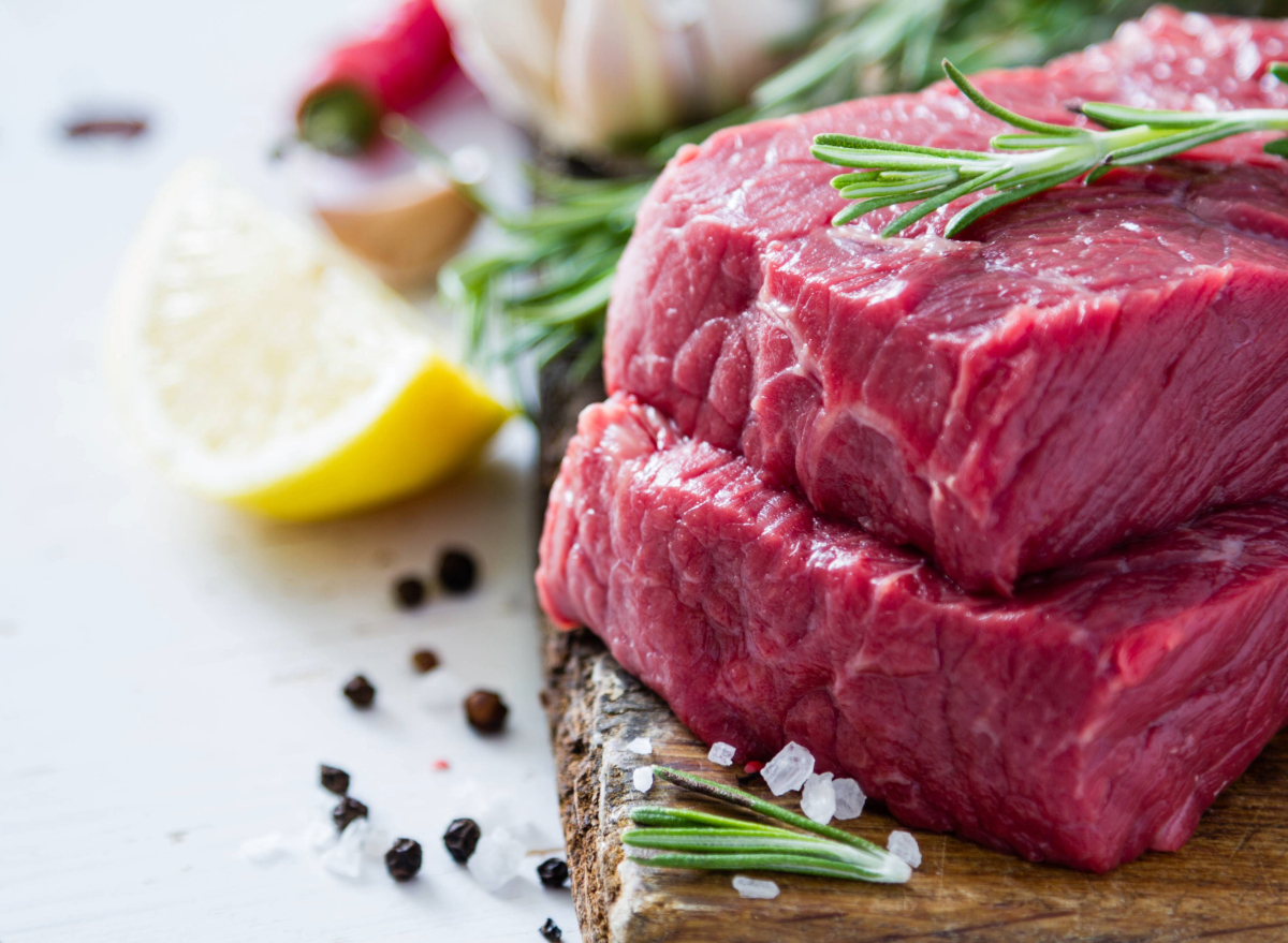 raw meat, concept of high-protein Dukan diet