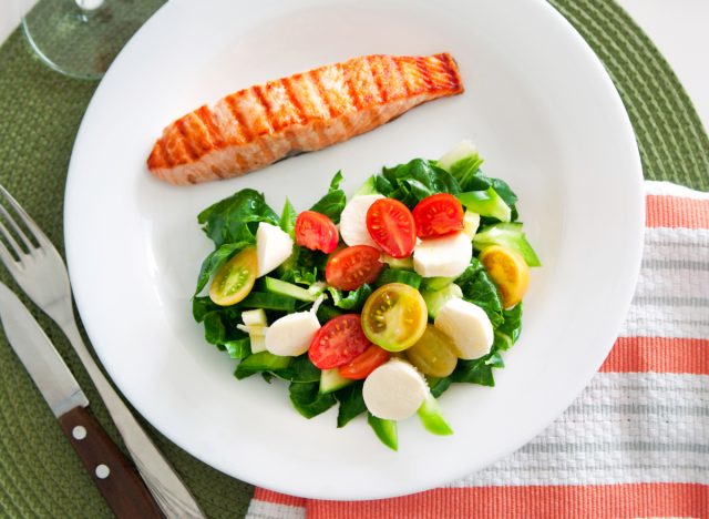 salmon with salad