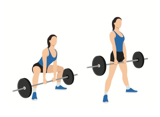 sumo deadlift, concept of back workouts for bra flab