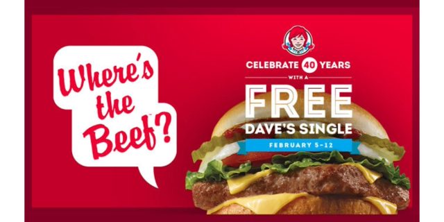 wendy's free dave's single where's the beef deal
