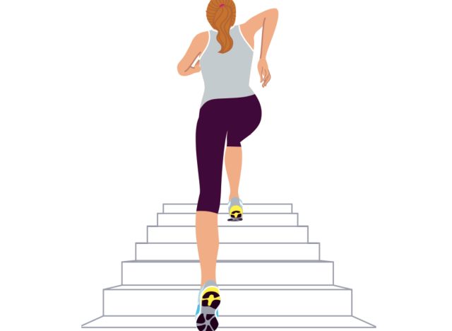 woman sprinting up stairs for exercise