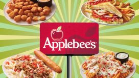 applebee's sign and food on a green background