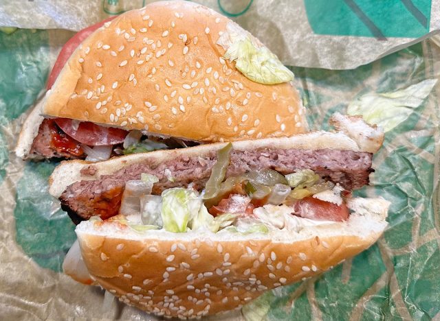 Burger King Impossible Whopper sliced in half