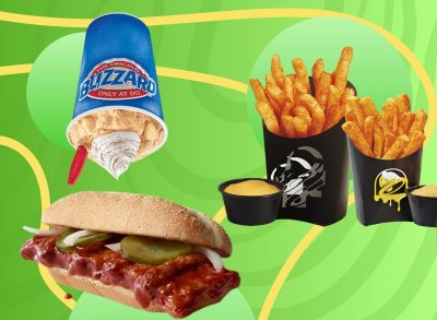 Collage of limited-time fast-food offerings, including McDonald's McRib, Taco Bell Nacho Fries and Dairy Queen Pumpkin Blizzard