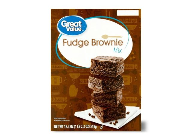 Walmart brownie mix on a white background