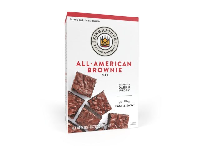 box of brownie mix on a white background