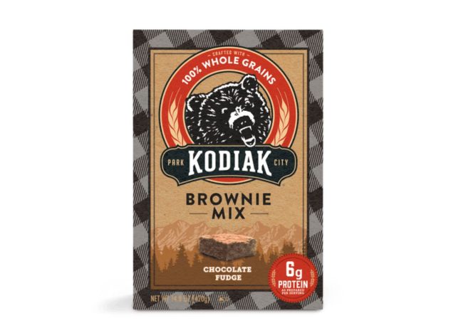 box of Kodiak brownie mix on a white background