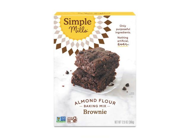 box of Simple Mills brownie mix on a white background