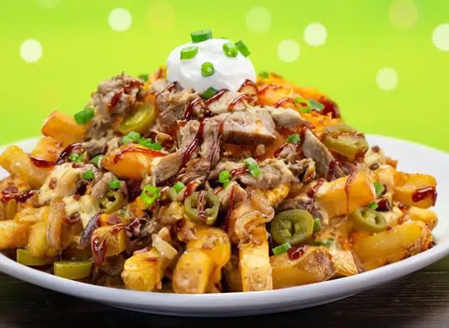 A plate of Loaded Blarney Pub Fries at Bennigan's restaurant