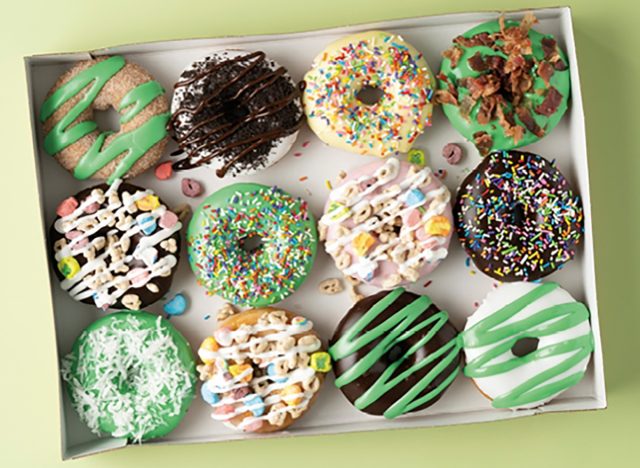 St. Patrick's Day doughnut assortment at Duck Donuts