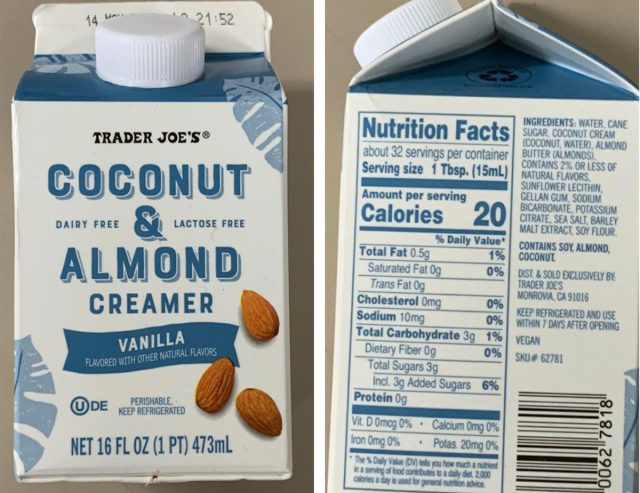 trader joe's coconut almond creamer