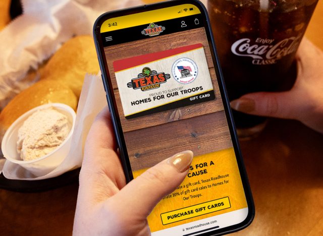 Image of Texas Roadhouse's mobile app being used on a smartphone
