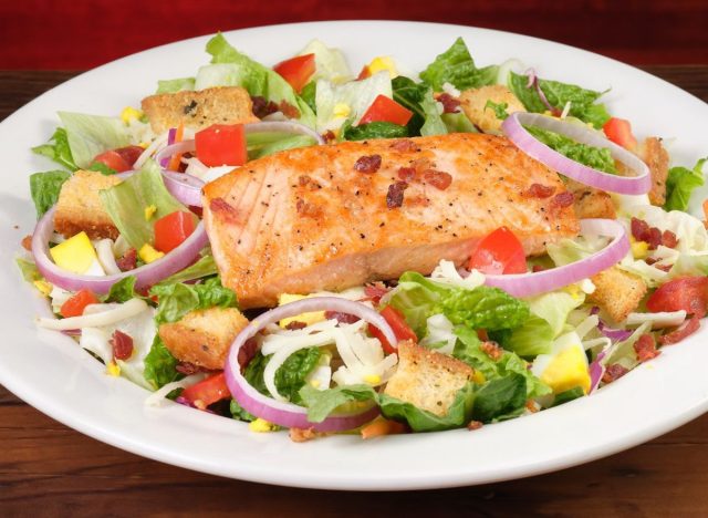 plate of salmon salad from Texas Roadhouse