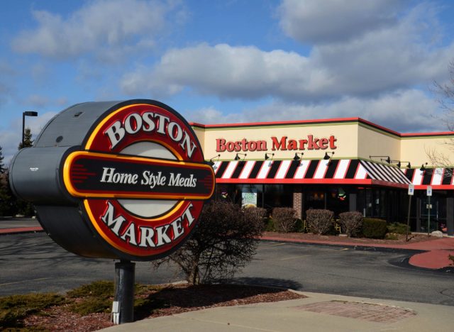 boston market restaurant exterior and close-up of sign outside