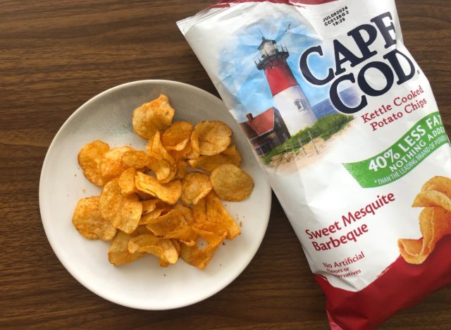 cape cod bbq chips in a bag and on a plate.