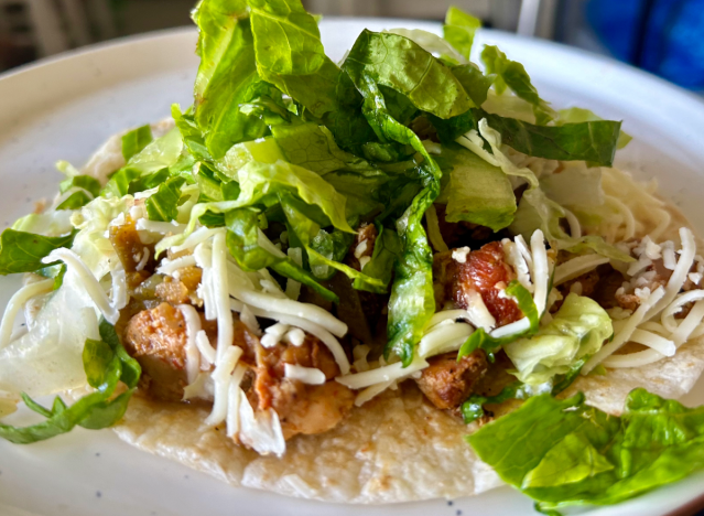 chipotle chicken tacon on a plate.