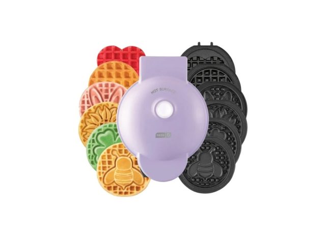 dash multi-plate mini waffle maker featuring interchangeable easter themed plates.