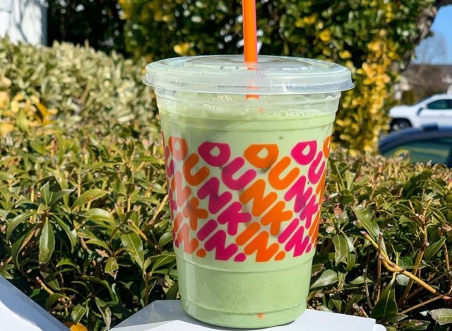 cup of dunkin' iced matcha latte