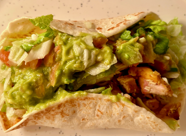 el pollo loco chicken taco on a plate. 