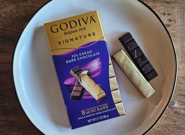 godiva chocolate bar on a plate.