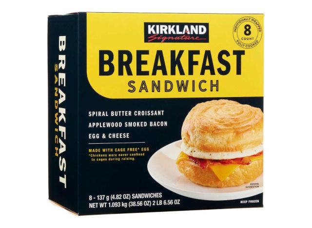 box of kirkland signature breakfast sandwiches