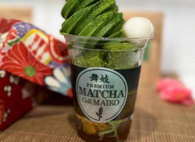matcha cafe maiko special parfait with matcha cakes and mochi