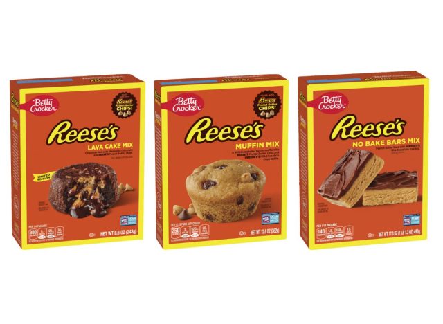 boxes of reese's lava cake mix, muffin mix, and no bake bars mix