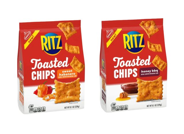 bags of ritz sweet habanero and honey bbq toasted chips