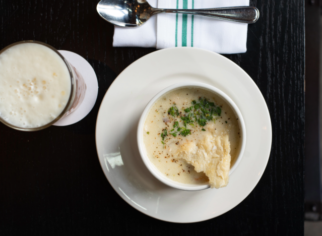 row 34 chowder in a bowl.