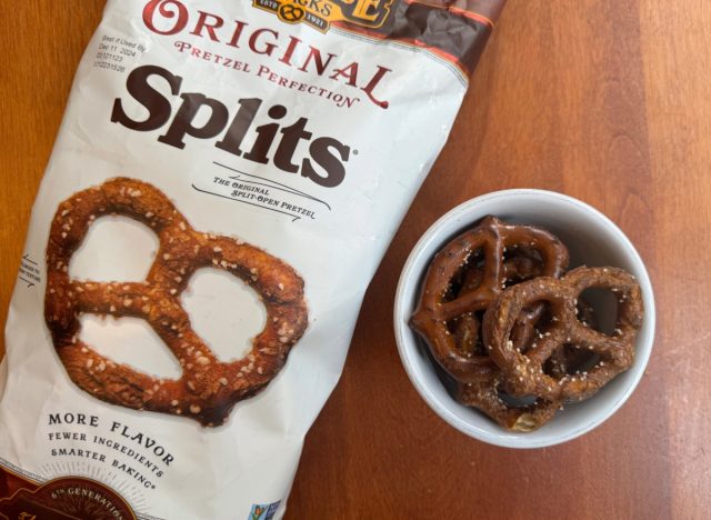 splitz pretzels in a bag and a small bowl.