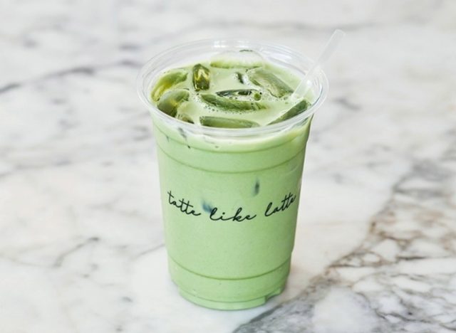 tattee iced matcha latte in a cup
