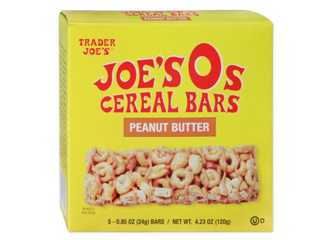 trader joe's cereal bars on a white background.
